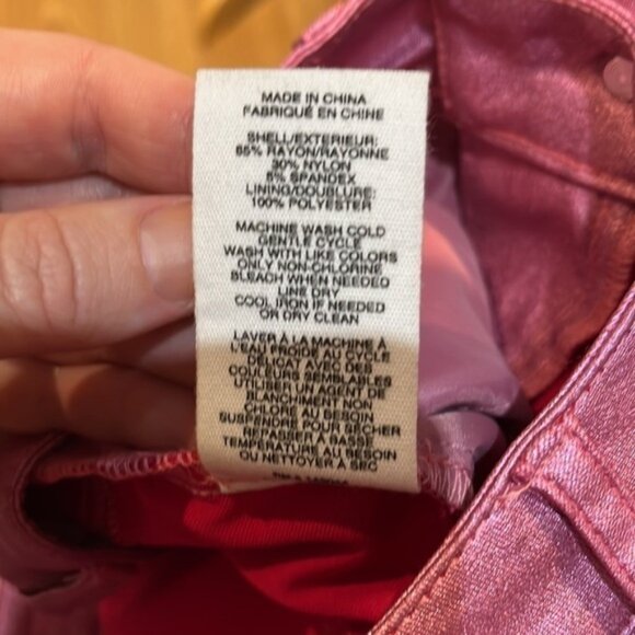 Anthropologie  Avec Les Filles Anja Metallic Stretch Pants SZ 28 Barbie pink - Picture 2 of 6